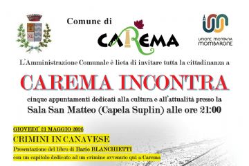 Carema incontra. Cinque appuntamenti dedicati alla cultura e all’attualità